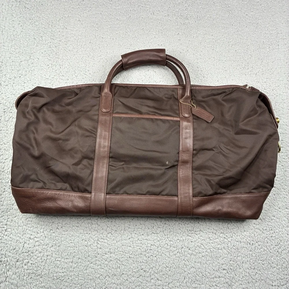 Vintage Coach 5497 Medium Cabin Bag Brown Nylon Leather Weekender Duffle